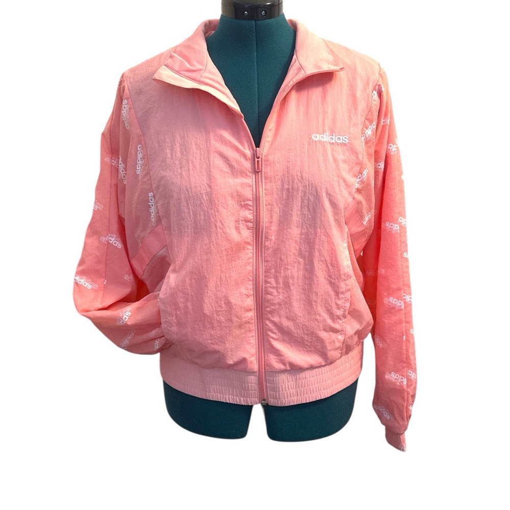 Adidas Pink and White Bomber Jacket Lightweight Casual - Size: M - Like New!